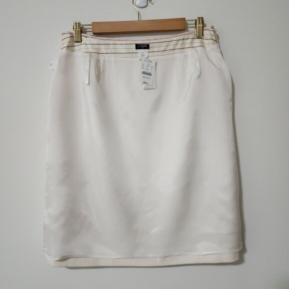 NWT J Crew Factory Womens Soft Wool Straight Skirt Ivory Lined Big Buttons Sz 8 - Picture 7 of 9